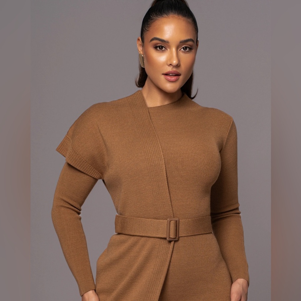 JLux “Meant to Be” camel sweater dress